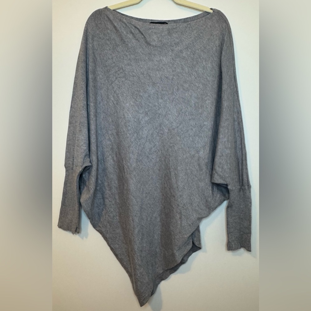 Zara Gray Asymmetrical Knit Long Dolman Sleeve Sweater Size M